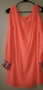Open Shoulder Coral dress
